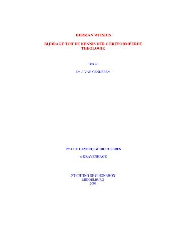 herman witsius bijdrage tot de kennis der gereformeerde theologie