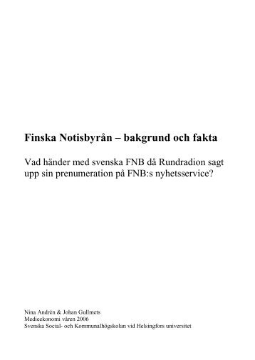 FNBs (den svenska nyhetsbyråverksamhetens) framtid - och ...