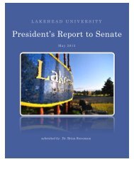 President's Report to Senate - Lakehead University