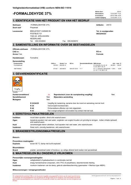Veiligheidsinformatieblad (VIB)