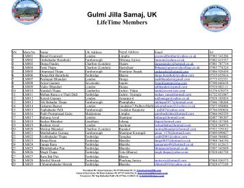 Life Members - Gulmi Samaj UK