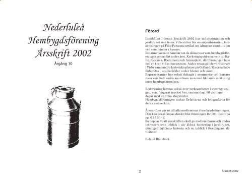 Nederluleå Hembygdsförening Årsskrift 2002