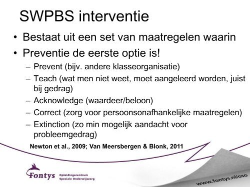 Powerpoint-presentatie zakelijk - SWPBS en Fontys OSO