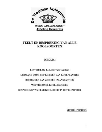 teelt en bespreking van alle koolsoorten - Volkstuinen herentals ...