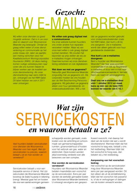 Bewonersmagazine - Woonservice Meander