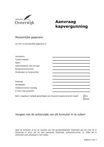 Aanvraag kapvergunning - 20081211111042 - Gemeente Oisterwijk