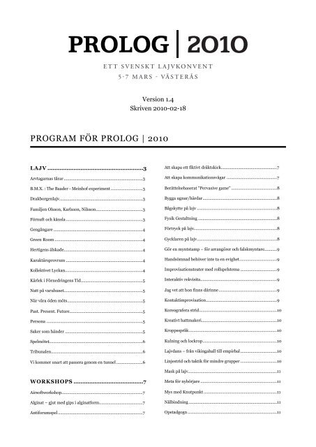 PROGRAM FÖR PROLOG | 2010