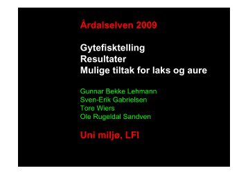 Årdalselven 2009 Gytefisktelling Resultater Mulige tiltak for ... - Lyse