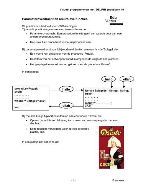 Parameteroverdracht en recursieve functies - Vaklokalen