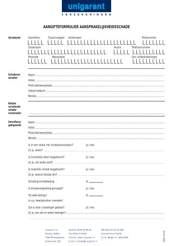 Schadeformulier Aansprakelijkheid - Verzeker Je Goedkoper