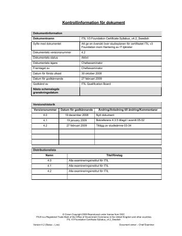 Kontrollinformation för dokument - DF Certifiering - för proffs och ...