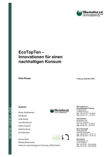 EcoTopTen – Innovationen für einen nachhaltigen Konsum