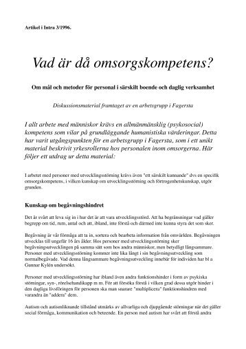 Vad är då omsorgskompetens? - Intra