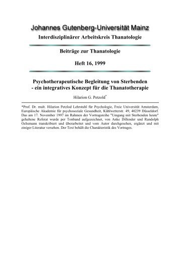 Psychotherapeutische Begleitung von Sterbenden - im ...