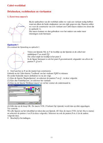 Cabri-werkblad Driehoeken, rechthoeken en vierkanten