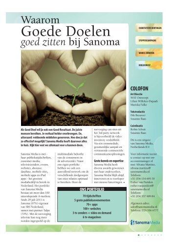 aanbod voor goede doelen en charitatieve instellingen - Sanoma
