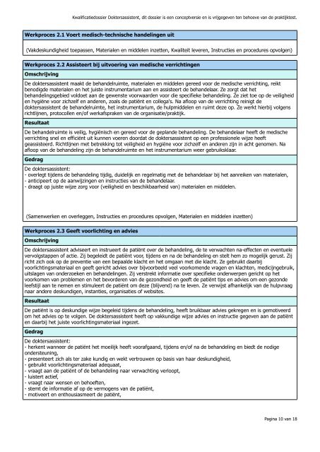 Kwalificatiedossier MBO: Doktersassistent Profiel(en):