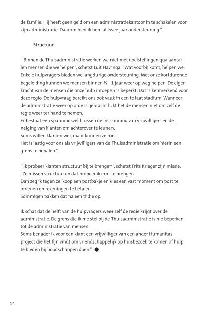 Vrijwilligers over de thuisadministratie - Humanitas