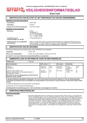 6058 WiWiq Sinkal Toilet (Nederlands (NL)) MSDS ISS SDS Europe ...