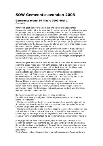 SOW Gemeente-avonden 2003 - Hervormde WBA te Krimpen aan ...