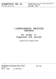 Lappmarkens präster 1593-1904. En studie av bakgrund och karriär.