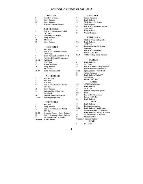 1 school calendar 2011-2012 - Lake Havasu Unified School District