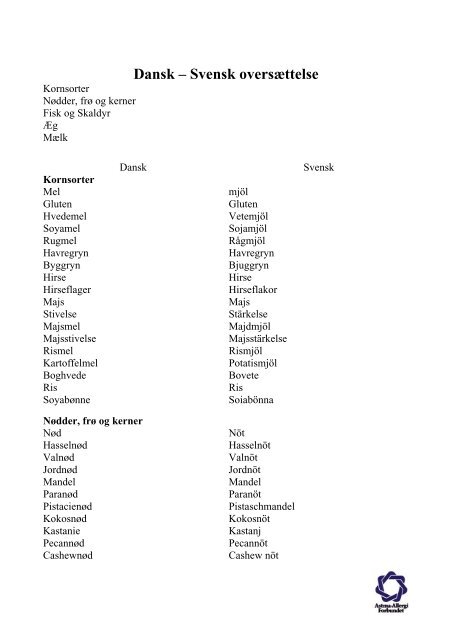 Dansk – Svensk oversættelse - Astma Allergi Forbundet