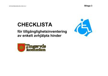 CHECKLISTA FÖR TILLGÄNGLIGHETSINVENTERING - E-verktyget