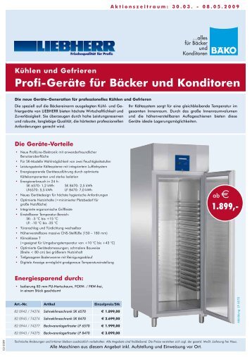 Kühlen und Gefrieren Profi-Geräte für Bäcker ... - BÄKO Gruppe Nord