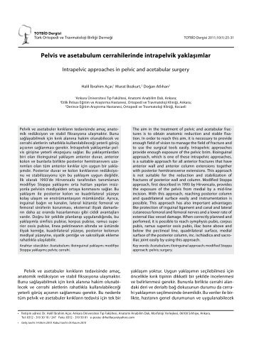 Pelvis ve asetabulum cerrahilerinde intrapelvik yaklaşımlar - TOTBİD