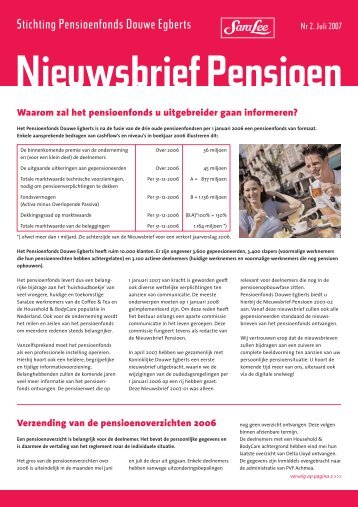 Nieuwsbrief Pensioen nr. 2 jul 2007 - Douwe Egberts Pensioenfonds