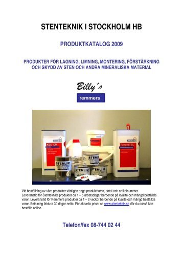 STENTEKNIK I STOCKHOLM HB PRODUKTKATALOG 2009 ...