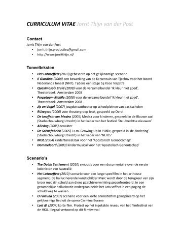 CURRICULUM VITAE Jorrit Thijn van der Post