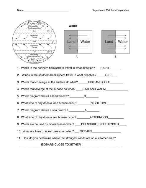 Regents and MidTerm Prep Answers - HMX Earth Science