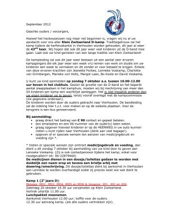 informatiebrief D-kamp Vierhouten 2012 - Klein Zwitserland