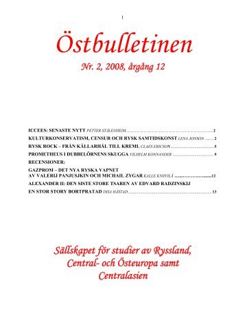 Nr 2, juni 2008 - Sällskapet för studier av Ryssland, Central