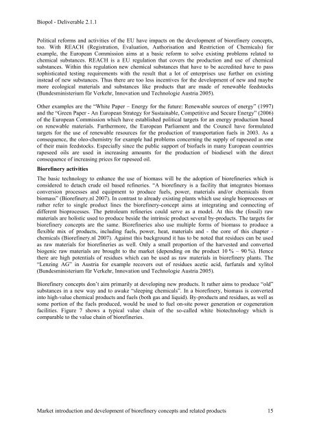 D 2.1.1 Note on literature review concerning market ... - Biorefinery