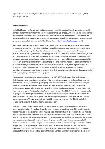 (5-12-2011). De compostprofee - IVN afdeling Zuidwest Veluwezoom