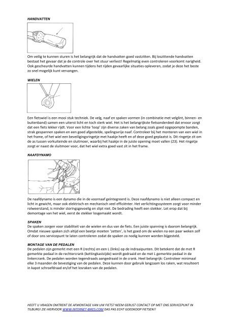 Handleiding afmontage fietsen na ontvangst - Internet Bikes