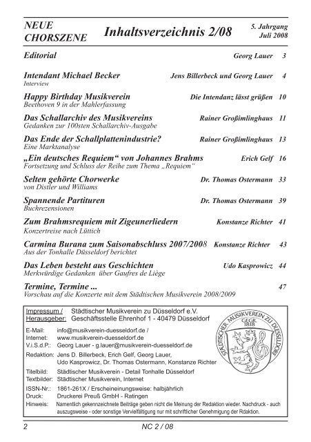 NeueChorszene 08 - Ausgabe 2/2008