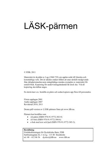 LÄSK-pärmen - Föräldraföreningen för Dyslektiska Barn