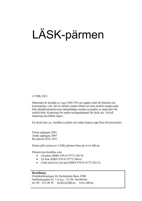 LÄSK-pärmen - Föräldraföreningen för Dyslektiska Barn