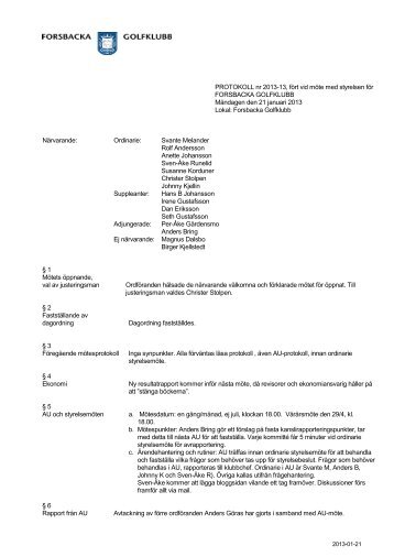 PROTOKOLL nr 2013-13, fört vid möte med ... - Forsbacka GK