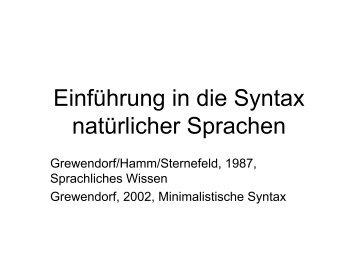 Einführung in die Syntax natürlicher Sprachen - words and pictures ...
