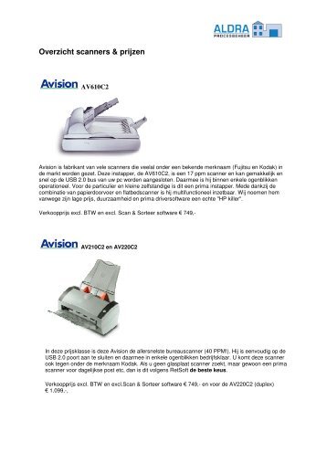 Overzicht scanners & prijzen