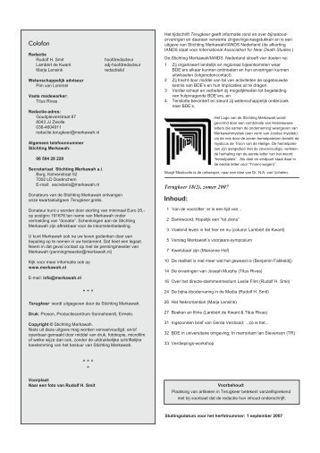 Inhoud: Colofon - Stichting Merkawah