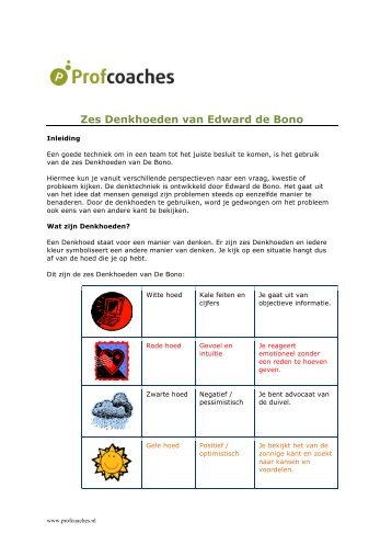 Zes Denkhoeden van Edward de Bono