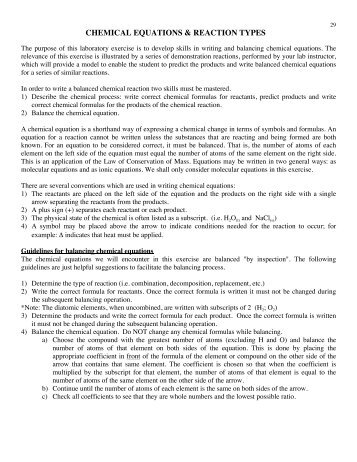 Chemical Equations & Reactions