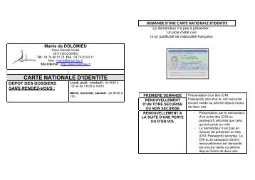 PiÃ¨ces Ã  fournir pour une carte Nationale d'IdentitÃ© - Dolomieu