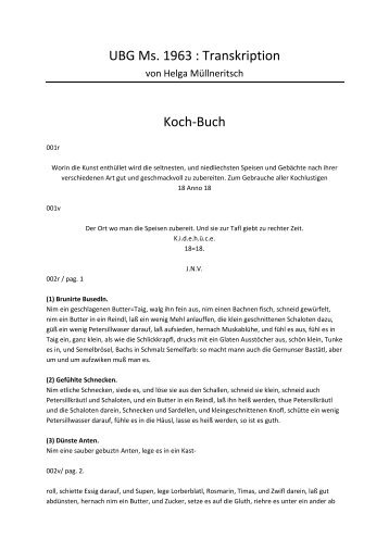 UBG Ms. 1963 : Transkription Koch-Buch